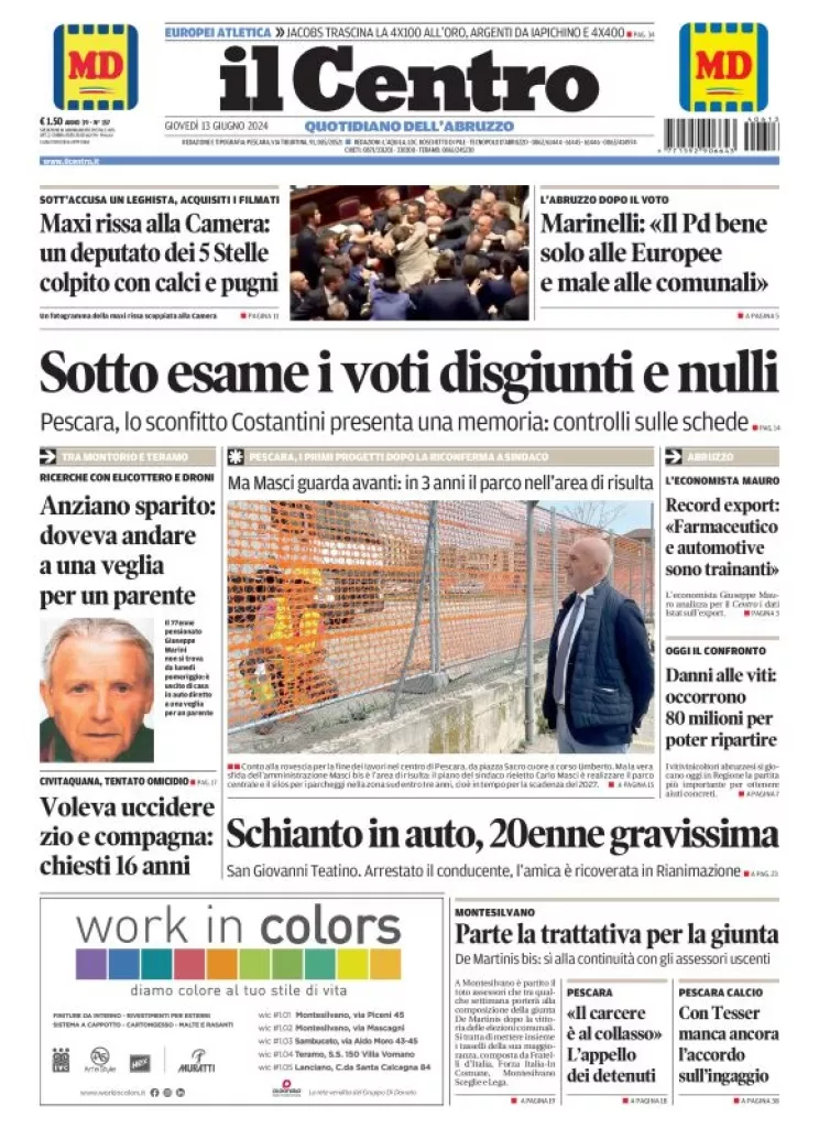 Prima-pagina-il centro-oggi-edizione-del-2024-06-13